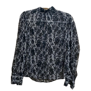Who What Wear Sheer Lace Print‎ Blouse